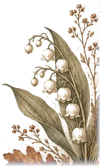 Watercolour lilies of the valley